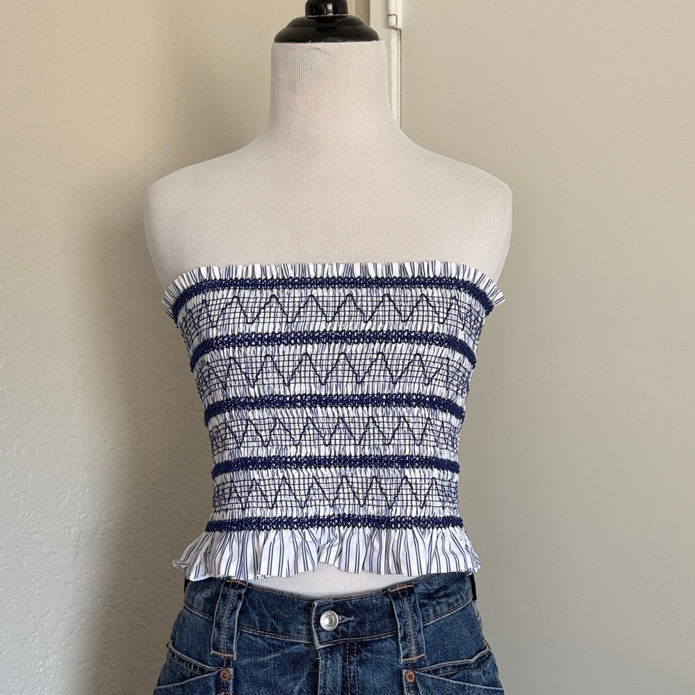 Christian Lacroix Smocked Strapless Top